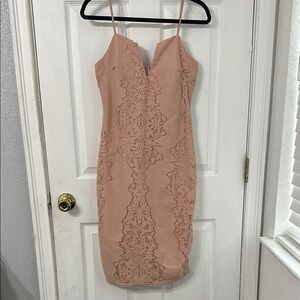 Elegant Tan Lace Dress